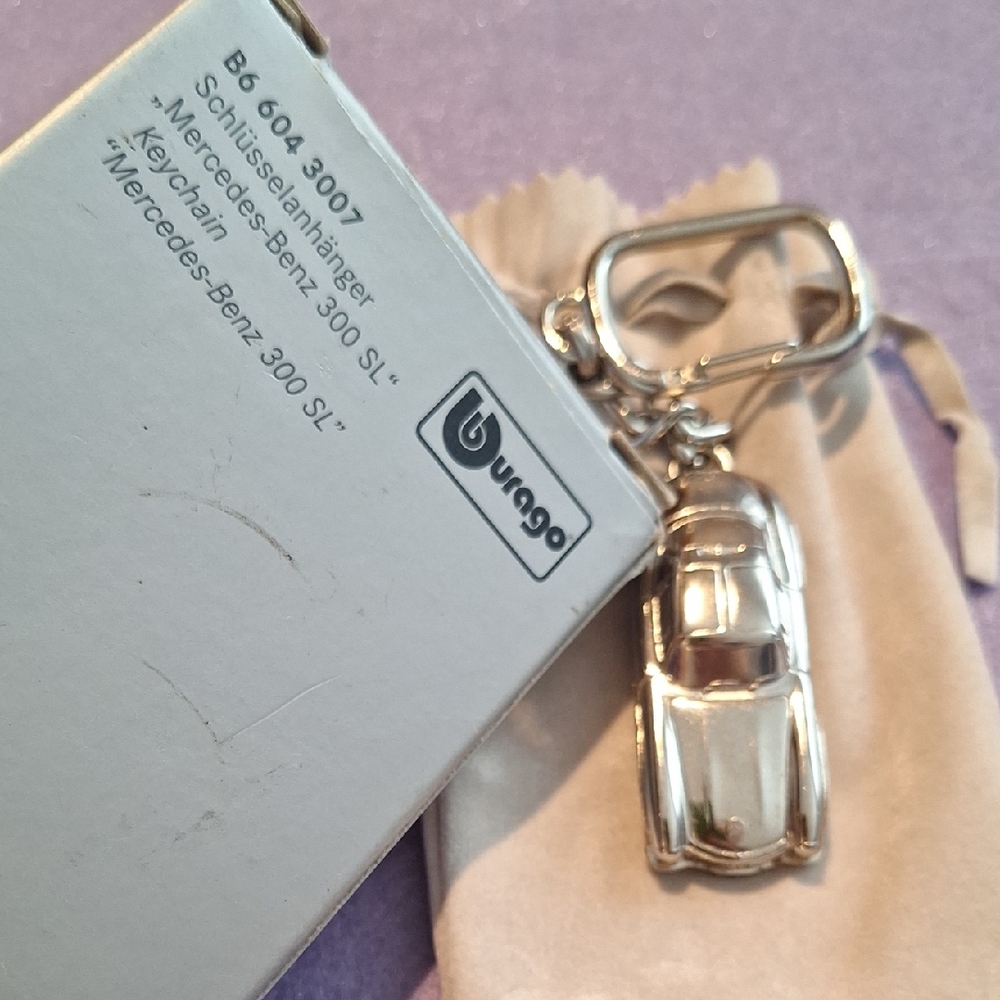 Mersedes Benz 300 SL 1954 Burago Chrome Keychain Made In Italy